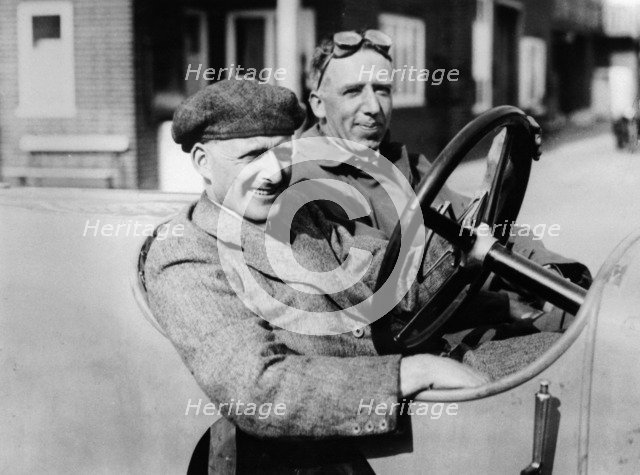 Two men in a vintage car. Artist: Unknown