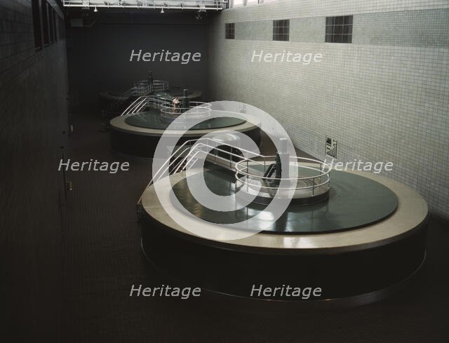 Generator hall of the powerhouse, Chickamauga Dam, Tenn. , 1942. Creator: Alfred T Palmer.