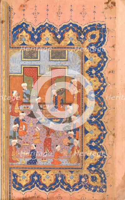 A Scene of Conviviality at Court, Folio from a Divan (Collected Works) of Mir 'Ali Shir Nava'i, 1580 Creator: Qasim 'Ali of Shiraz.