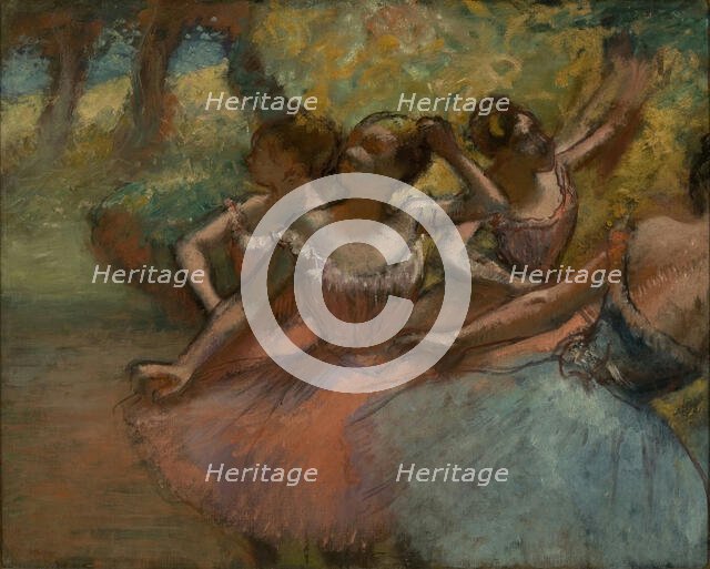Four Ballet Dancer on Stage , 1885-1890. Creator: Degas, Edgar (1834-1917).