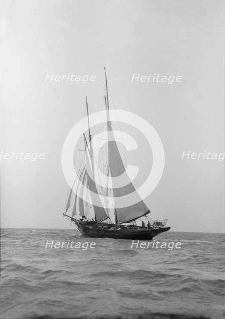 Schooner sailing, 1912. Creator: Kirk & Sons of Cowes.