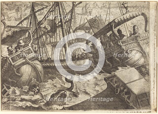 Storm off the Coast of Barcelona [recto], 1612. Creator: Jacques Callot.