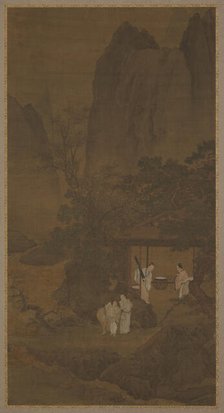 Visitor to a mountain retreat, Ming dynasty, 16th century. Creator: Unknown.