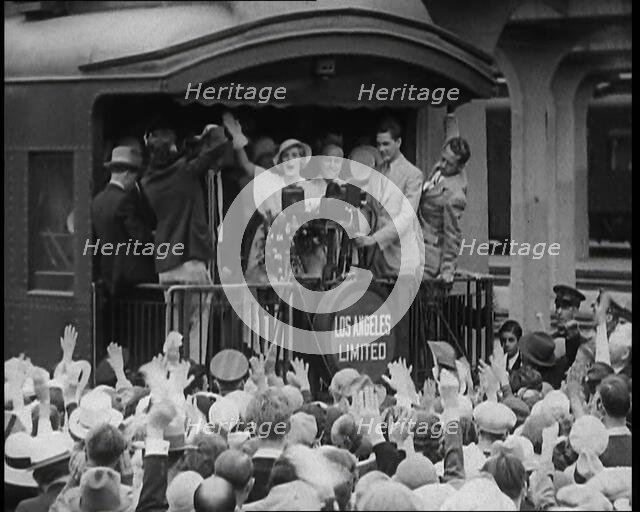 Aimee Semple McPherson Talking to a Crowd, 1930s. Creator: British Pathe Ltd.