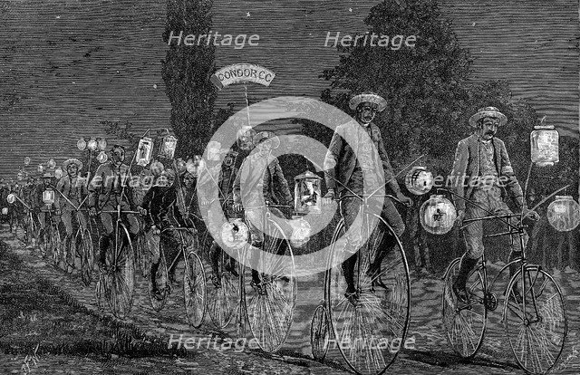 Gathering of the UK cycling clubs at Castle Inn, Woodford, Essex, 1 June 1889. Artist: Unknown