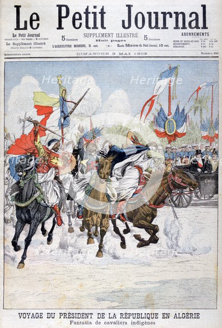 Cavalcade of native troops during the visit of President Loubet to Algeria, 1903. Artist: Unknown
