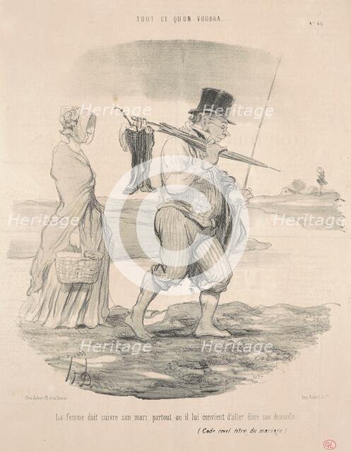 La femme doit suivre son mari ..., 19th century. Creator: Honore Daumier.