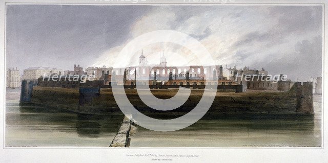 The Tower of London the morning after the fire in the Armoury on 30 October 1841. Artist: Thomas Shotter Boys
