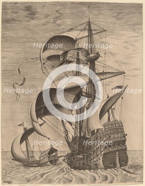 Armed Three-Master on the Open Sea, Accompanied by a Galley. Creator: Frans Huys.