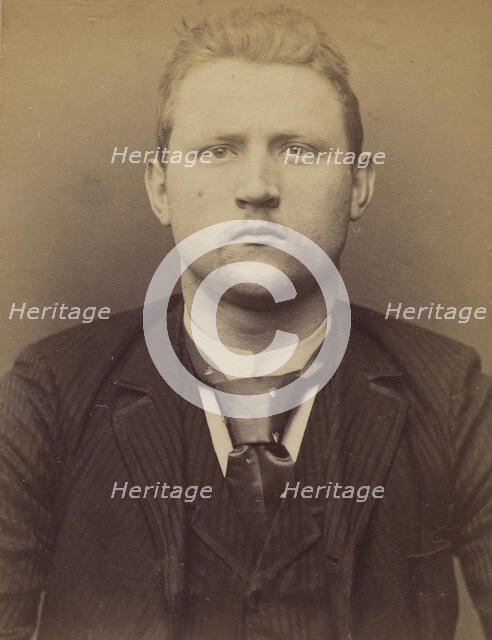Buhr. Victor. 25 ans, né à Cologne (Allemagne). Peintre décorateur. Anarchiste. 2/3/94., 1894. Creator: Alphonse Bertillon.