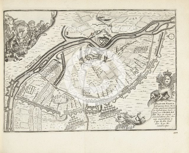 The Siege and Battle of Narva in 1700, 1726. Artist: Aa, Pieter van der (1659-1733)