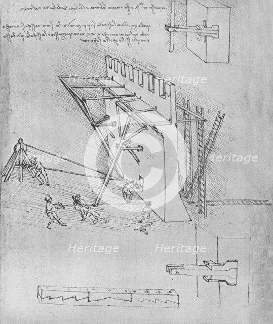 'Device for Repelling Scaling Ladders', c1480 (1945). Artist: Leonardo da Vinci.