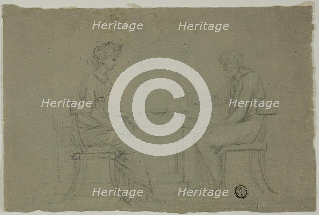 Man and Woman Seated at Table, n.d. Creator: Unknown.