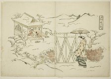 A Modern Version of Shosho visiting Komachi (Furyu Shosho kayoi Komachi), c. 1715. Creator: Okumura Masanobu.