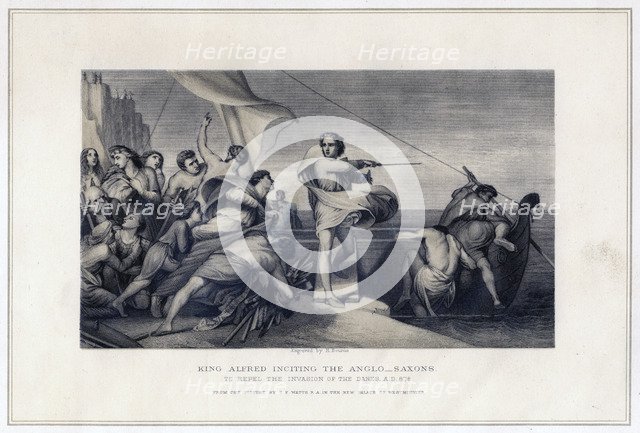 'King Alfred Inciting the Anglo-Saxons to Repel the Invasion of the Danes, 896', (c1847). Artist: Herbert Bourne