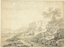 Rocky Landscape with Figures and Dog on Path, n.d. Creator: Georg Friedrich Dietzsch.