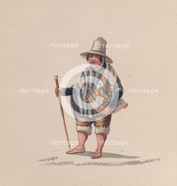 A Peruvian man, from a group of drawings depicting Peruvian costume, ca. 1848. Creator: Attributed to Francisco (Pancho) Fierro.