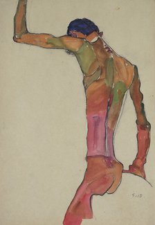 Male Nude with Arm Raised. Artist: Schiele, Egon (1890–1918)