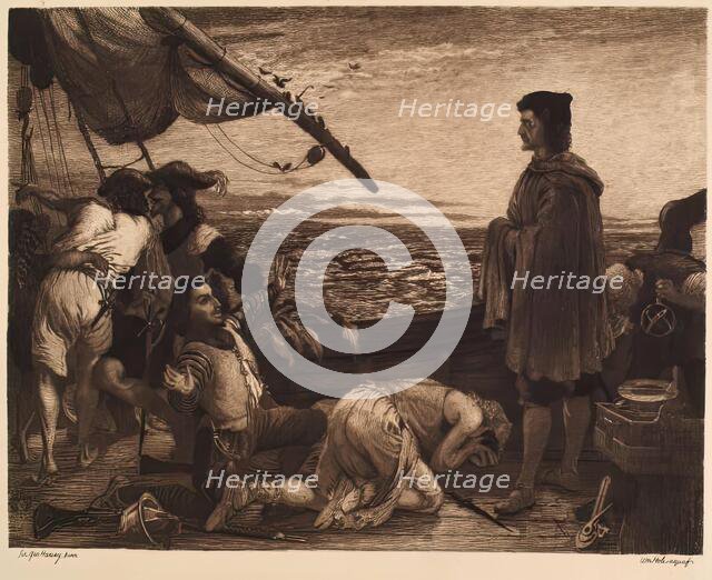 Dawn Revealing the New World to Columbus, (c1852), c1900s. Creator: William Brassey Hole.