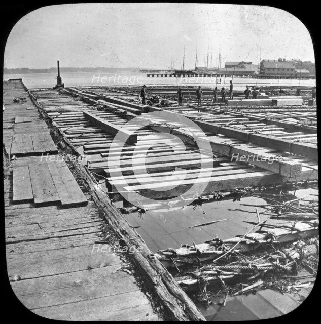 Timber raft, Canada, late 19th or early 20th century. Artist: Trade Mark