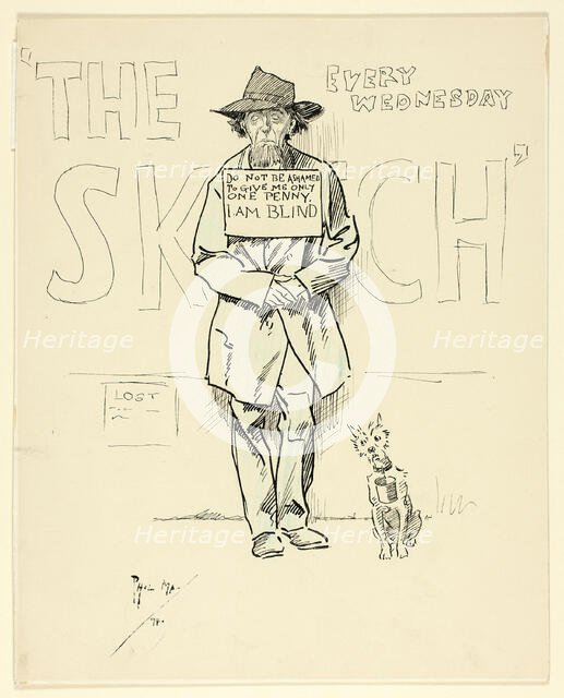 Blind Beggar and Dog, 1894. Creator: Philip William May.