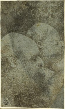 Three Bearded Male Heads, Two in Profile to the Right, n.d. Creator: Unknown.