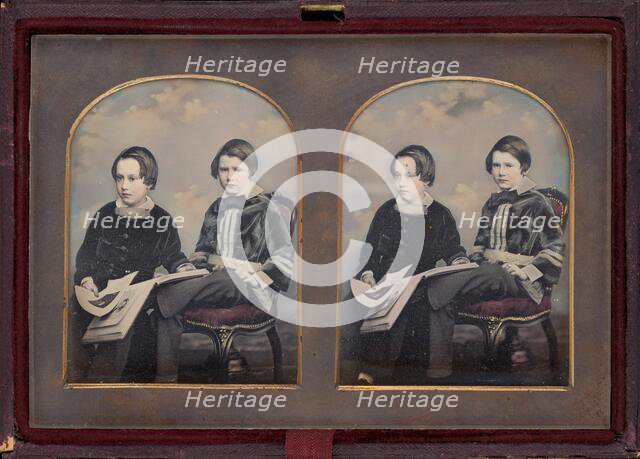 Portrait of Two Boys, 1850s. Creator: William Edward Kilburn.