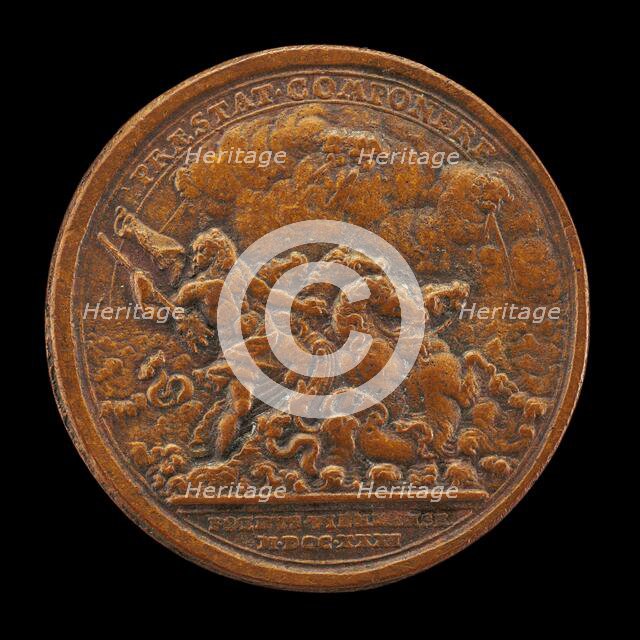 Neptune Contending with Four Winds [reverse], 1731. Creator: John Croker.