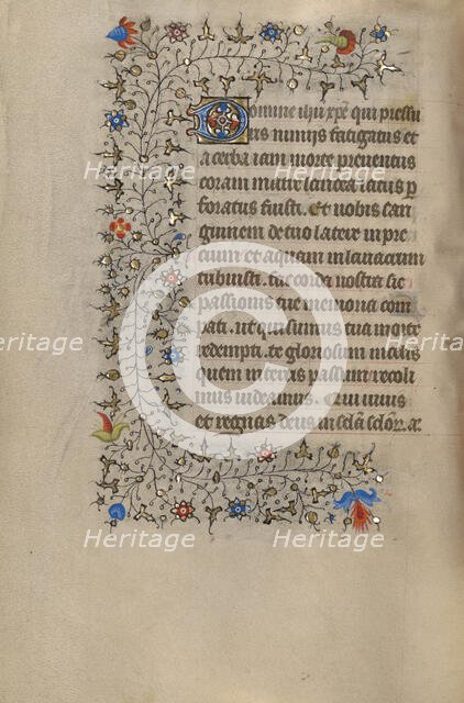 Decorated Text Page; Book of Hours, about 1420. Creator: Unknown.