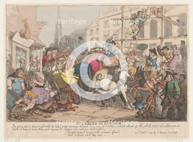 Miseries of London: Going out to Dinner, February 1, 1807., February 1, 1807. Creator: Thomas Rowlandson.