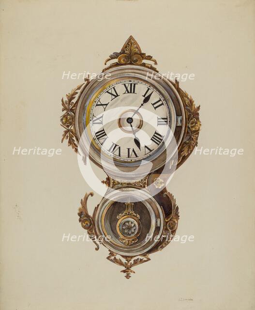 Metal Wall Clock, c. 1938. Creator: Peter Connin.