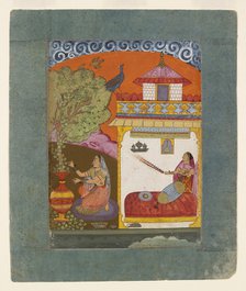 A lady plucking leaves, illustrating the musical mode Gunakali Ragini, c1675. Artist: Unknown.