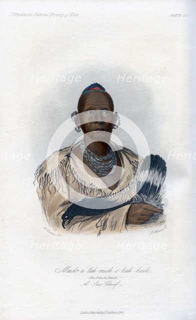 'Muck-a-tah-mish-o-kah-kaik, The Black Hawk, A Sac Chief', 1848.Artist: Harris