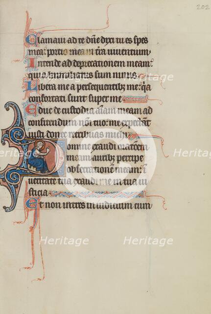 Initial D: A Seated Saint; Bute Psalter, text and illumination about 1285. Creator: Bute Master.