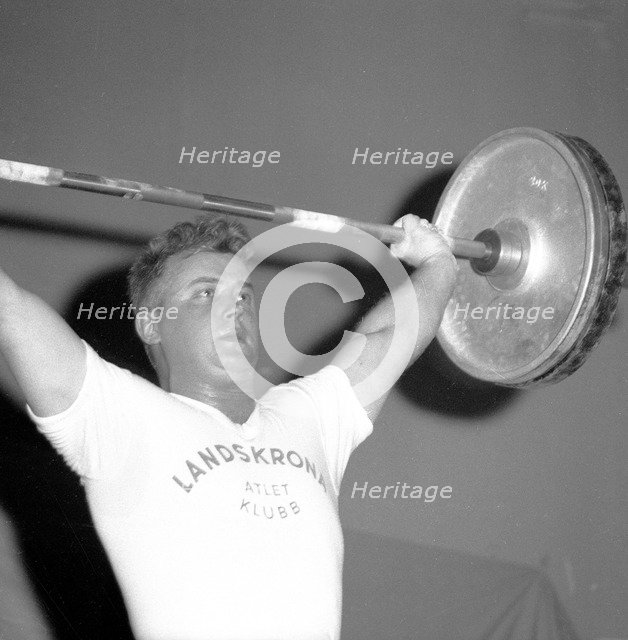 Billy Blixt, weightlifter, Landskrona, Sweden, 1956. Artist: Unknown