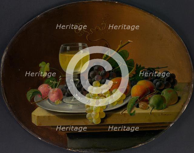 Still Life Fruit and Wine Glass, 1865-70. Creator: Severin Roesen.