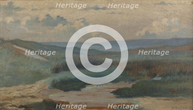 A pond in the dunes, in the evening, Siouville, 1889. Creator: Alphonse Osbert.