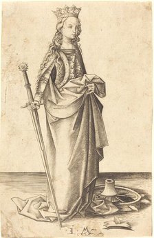 Saint Catherine, c. 1480/1490. Creator: Israhel van Meckenem.