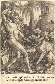 Hercules and Cerberus, 1550. Creator: Heinrich Aldegrever.