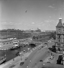 The channel and Central Station, Malmö, Sweden, 1950. Artist: Torkel Lindeberg