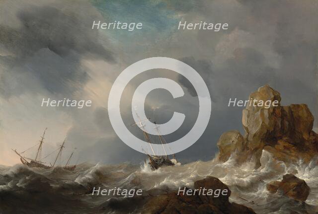 Ships in a Gale, 1660. Creator: Willem van de Velde the Younger.