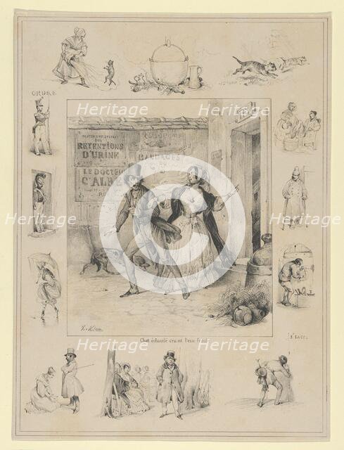 Chat échaudé craint l'eau froide, 19th century. Creator: Victor Adam.