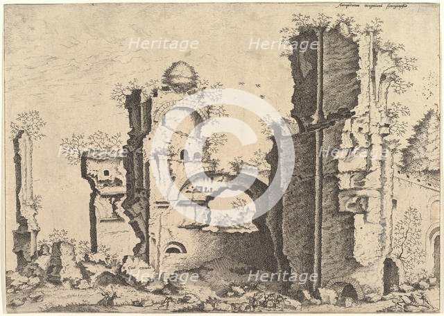 View of ruins, possibly the Baths of Caracalla, from the series 'The Small book of Roman r..., 1561. Creators: Johannes van Doetecum I, Lucas van Doetecum.