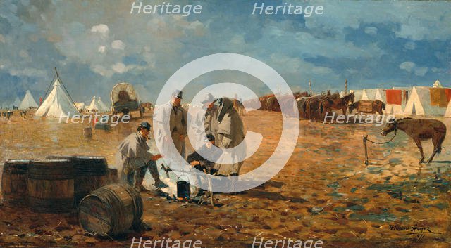Rainy Day in Camp, 1871. Creator: Winslow Homer.