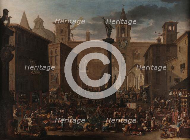 The Verziere Market in Milan, c1733. Creator: Magnasco, Alessandro (1667-1749).