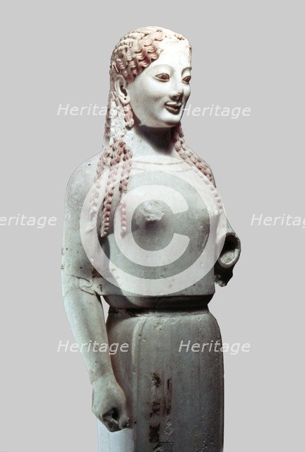 Peplos kore, marble with remains of polychrome.