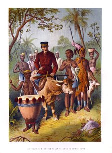 'Livingstone Weak From Fever Escorted to Shinte's Town', 19th century. Artist: Unknown