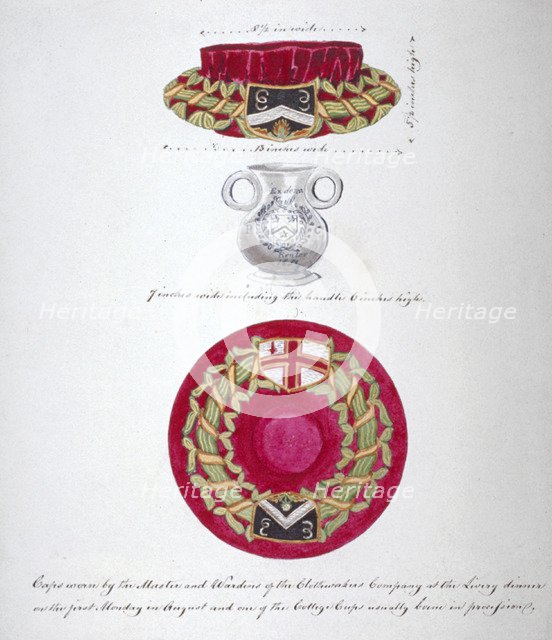 Caps worn by the Master and Wardens of the Company of Clothworkers, London, c1850. Artist: Anon