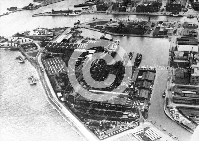 Aerial view of Kockums shipyard, Malmö, Sweden, 1930. Artist: Unknown