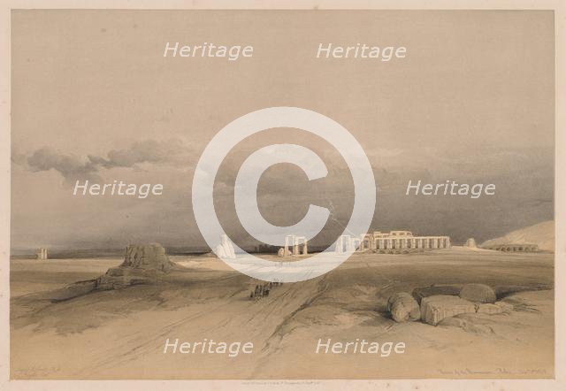 Egypt and Nubia: Volume II - No. 8, Ruins of the Memnonium, Thebes, 1838. Creator: Louis Haghe (British, 1806-1885).